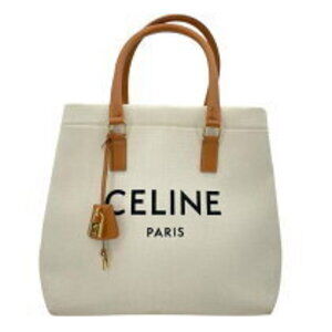 Celine Horizontal Cabas Ivory White Canvas Leather Tote Bag